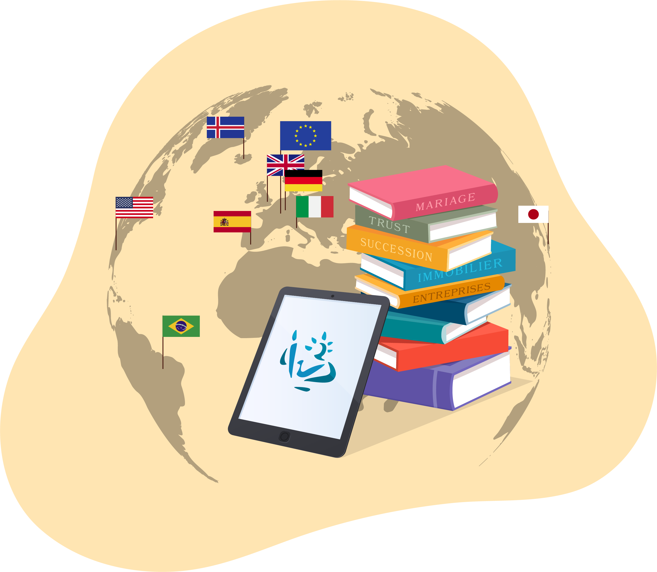 Illustration du droit international chez un notaire